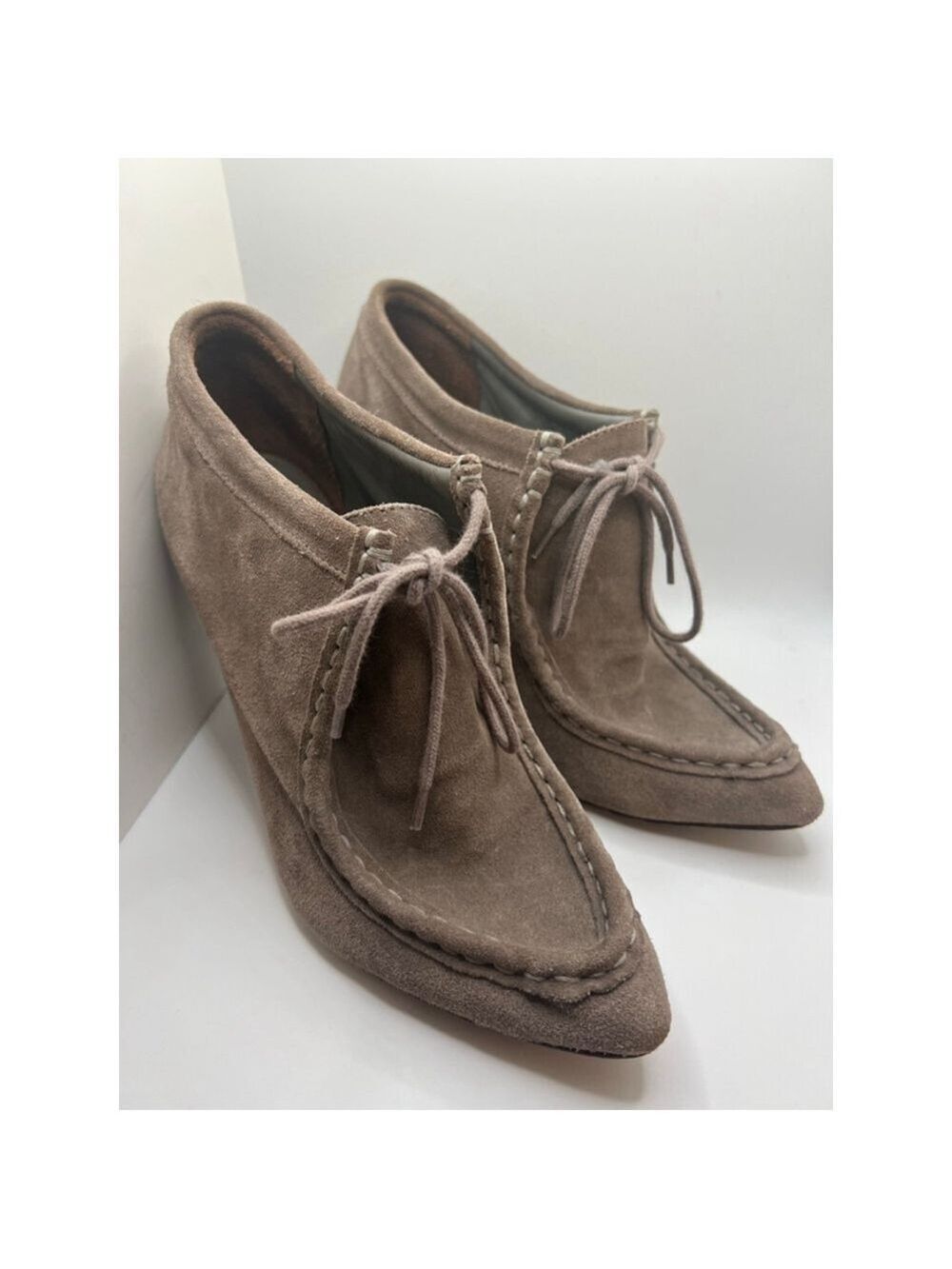 Women's LOEFFLER RANDALL Brown Suede Lace-Up Heels 9.5